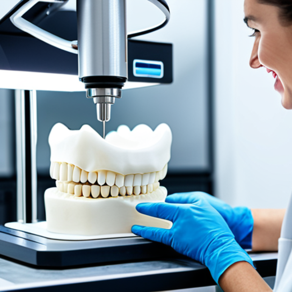 **

"A dental professional using SLA 3D printing technology to create custom dental implants, working in a modern dental lab, appropriate attire, safe for work, perfect anatomy, natural proportions, professional, family-friendly, well-lit."

**